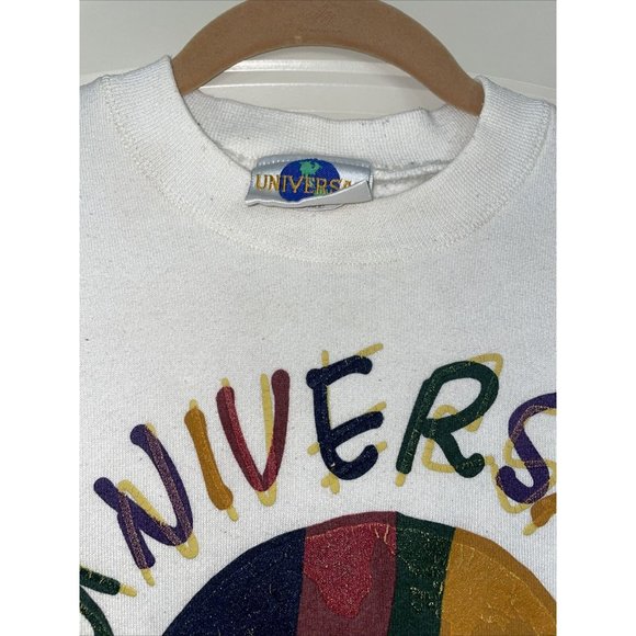 Vtg Universal Studios Hollywood Unisex Sz M Crewneck 90s Theme Park World Globe - Picture 3 of 10